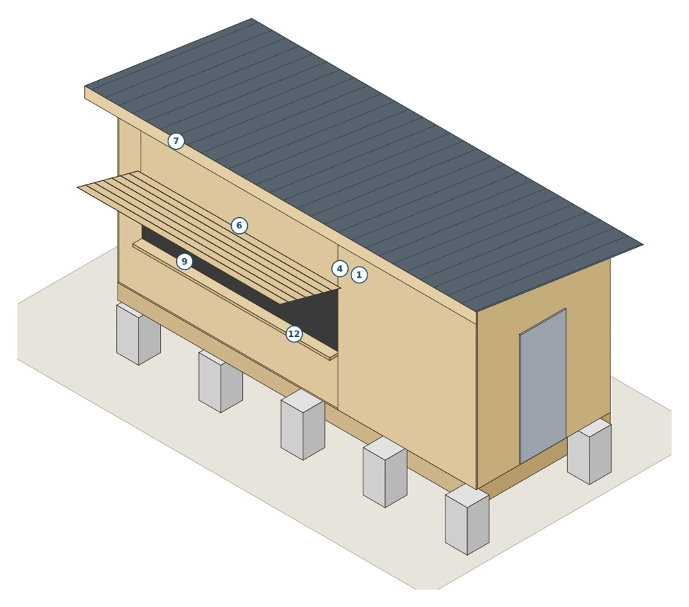 Vue d’ensemble : Local de restauration en bois en Douglas